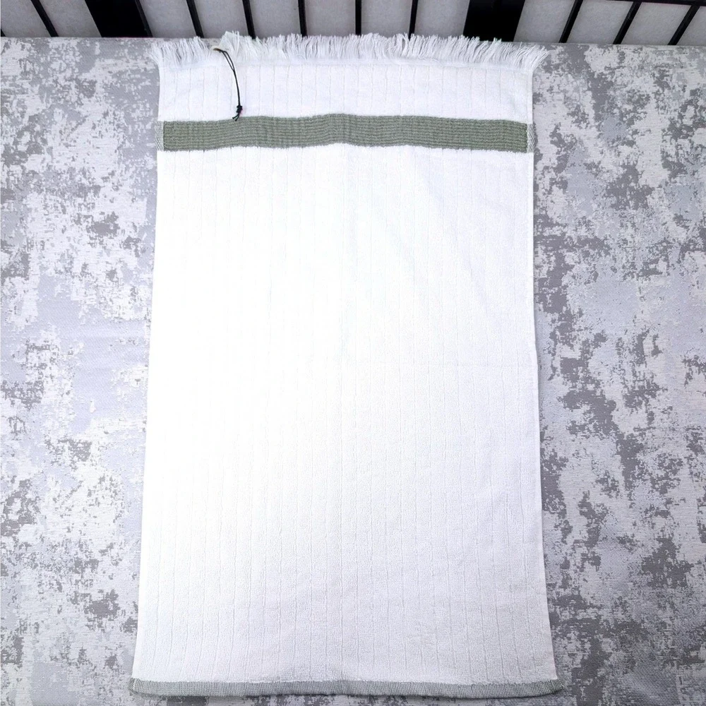 Hearth & Hand with Magnolia Set of 2 Hand Towels Cream‎ Olive Green Stripe NWT